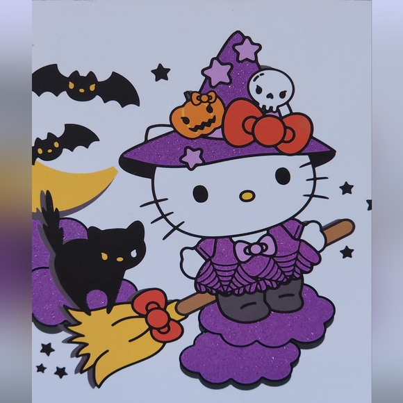 Hello Kitty Witch Halloween Block Sign Wooden Wall Shelf Art Hello Kitty Picture - Picture 6 of 6